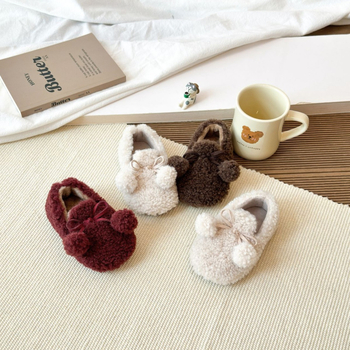 Pantofi de fetițe cu căptușeală din fleece și partea superioară din velur, talpă din cauciuc, construcție groasă, model uni, iarnă 2025, pentru copii 4–16 ani