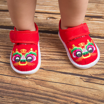 Dječje cipele s tigrovom glavom, ručno izrađene, Velcro zatvarač, izvezen motiv, debeli višeslojni potplat, prozračni platneni gornji dio, za dob od 1–3 godine, zimi