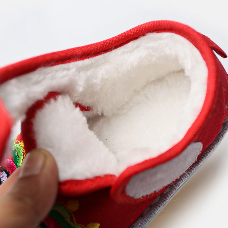 Dječje cipele s tigrovom glavom, ručno izrađene, Velcro zatvarač, izvezen motiv, debeli višeslojni potplat, prozračni platneni gornji dio, za dob od 1–3 godine, zimi