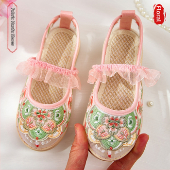 Ljetne platnene cipele s mrežastim gornjim dijelom, cvjetni uzorak, etnički stil, prozračne i lagane