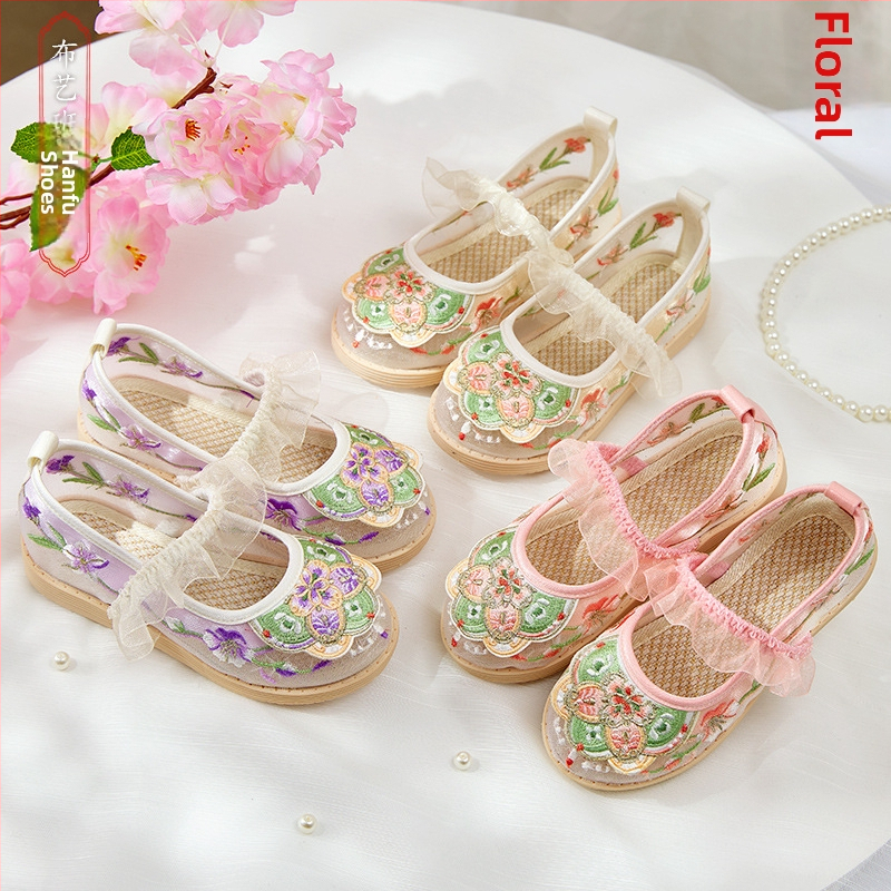 Ljetne platnene cipele s mrežastim gornjim dijelom, cvjetni uzorak, etnički stil, prozračne i lagane