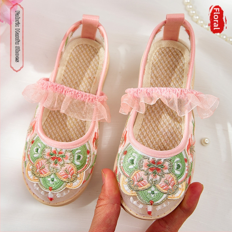 Ljetne platnene cipele s mrežastim gornjim dijelom, cvjetni uzorak, etnički stil, prozračne i lagane