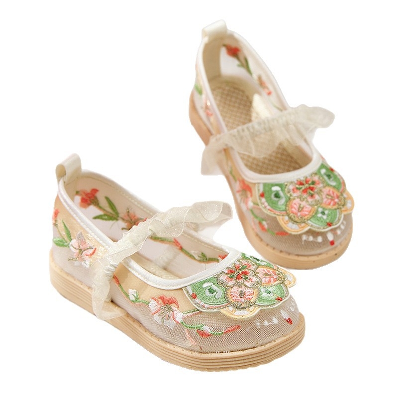 Ljetne platnene cipele s mrežastim gornjim dijelom, cvjetni uzorak, etnički stil, prozračne i lagane