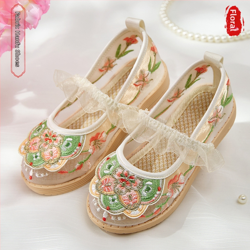 Ljetne platnene cipele s mrežastim gornjim dijelom, cvjetni uzorak, etnički stil, prozračne i lagane