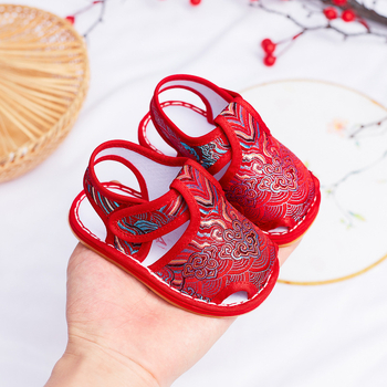 Nove unisex sandale za bebe u etničkom stilu, gornji dio od tkanine, potplat od tkanine i gume, lagane, prozračne, s Velcro zatvaračem
