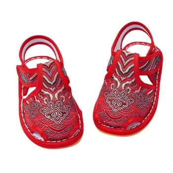 Nove unisex sandale za bebe u etničkom stilu, gornji dio od tkanine, potplat od tkanine i gume, lagane, prozračne, s Velcro zatvaračem