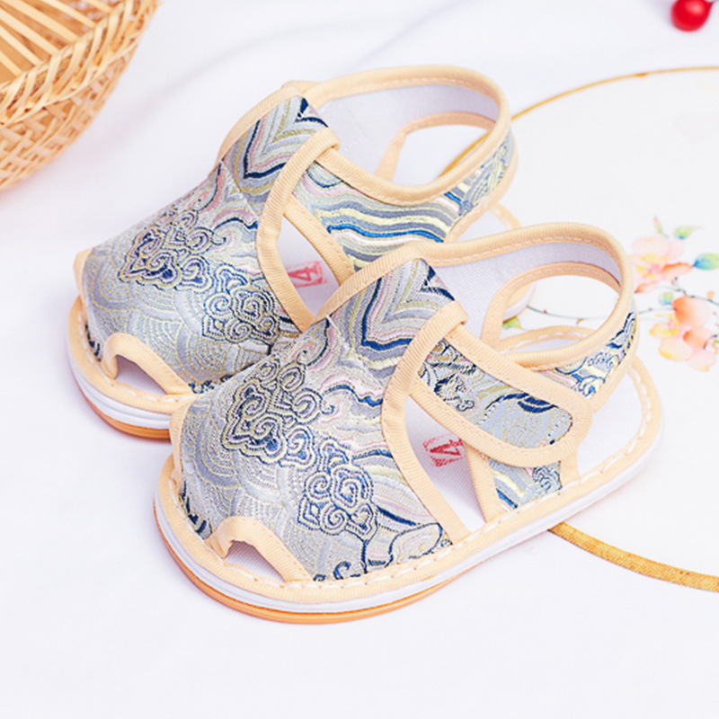 Nove unisex sandale za bebe u etničkom stilu, gornji dio od tkanine, potplat od tkanine i gume, lagane, prozračne, s Velcro zatvaračem