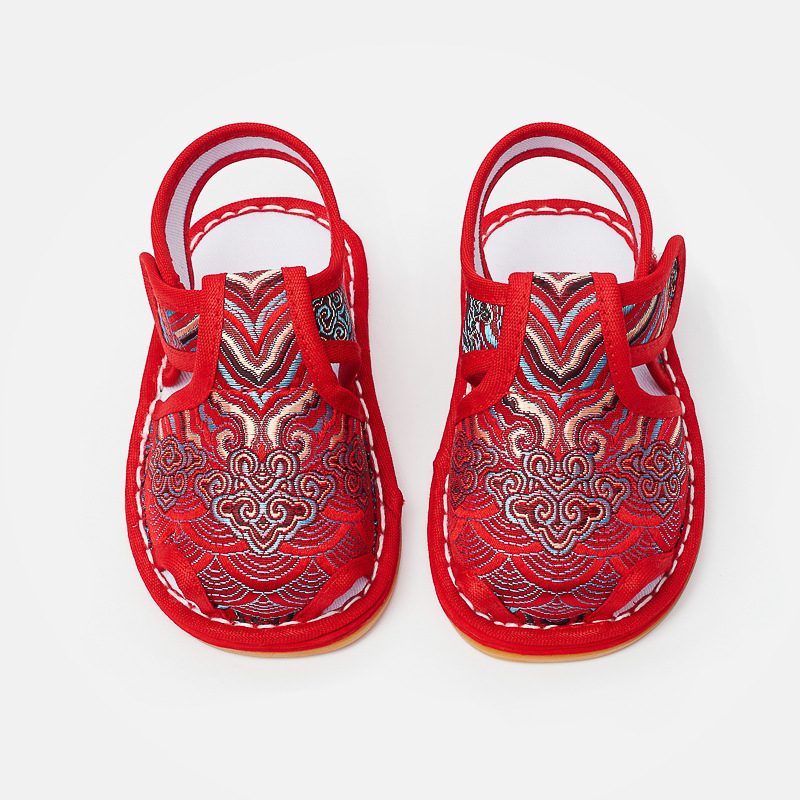 Nove unisex sandale za bebe u etničkom stilu, gornji dio od tkanine, potplat od tkanine i gume, lagane, prozračne, s Velcro zatvaračem