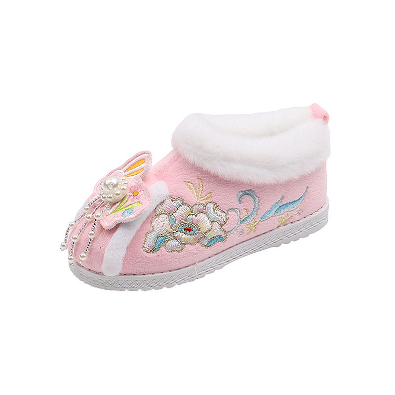 Djevojčice: Zimske čizme u etničkom stilu od brušene kože s pliš unutrašnjošću, Hanfu vezeno, potplat od telećeg tetiva