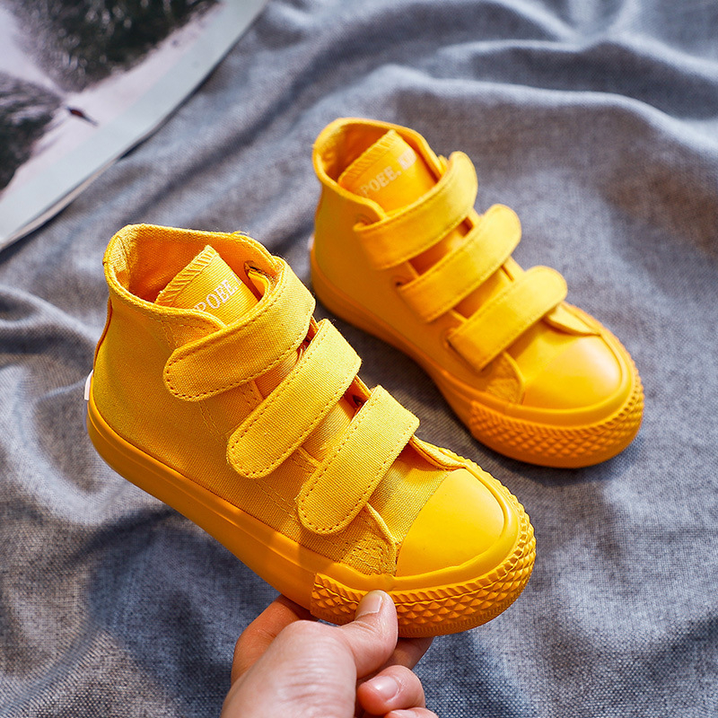 Dječje bijele platnene tenisice s Velcro zatvaračem, visoke, unisex, korejski stil, 2026