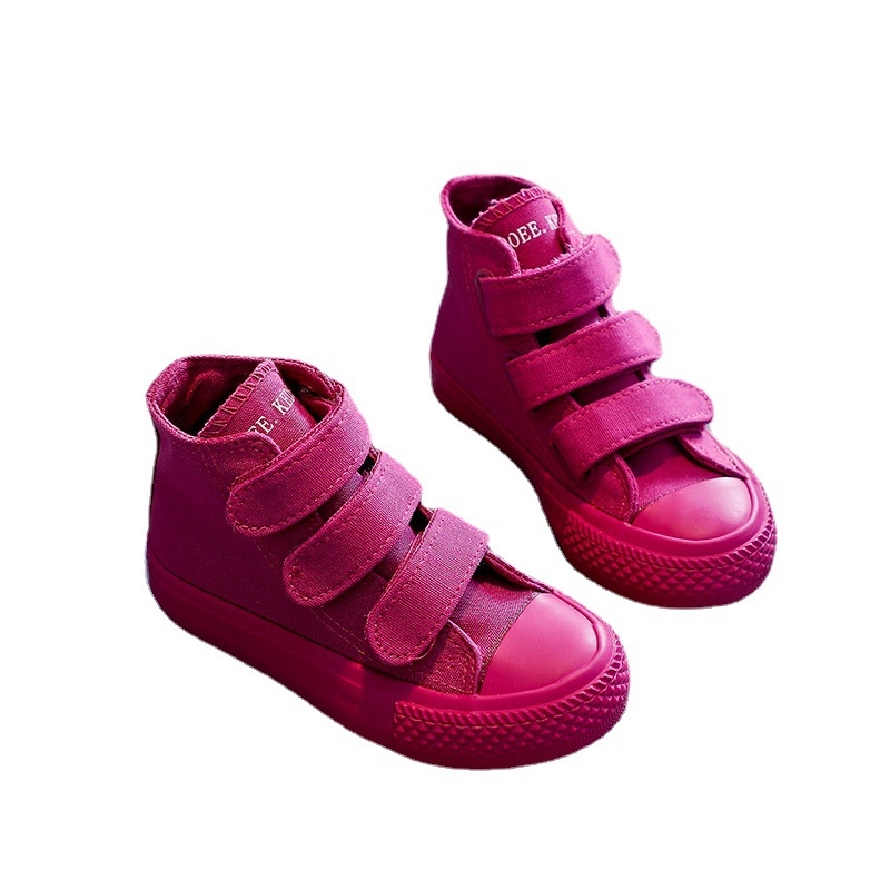 Dječje bijele platnene tenisice s Velcro zatvaračem, visoke, unisex, korejski stil, 2026
