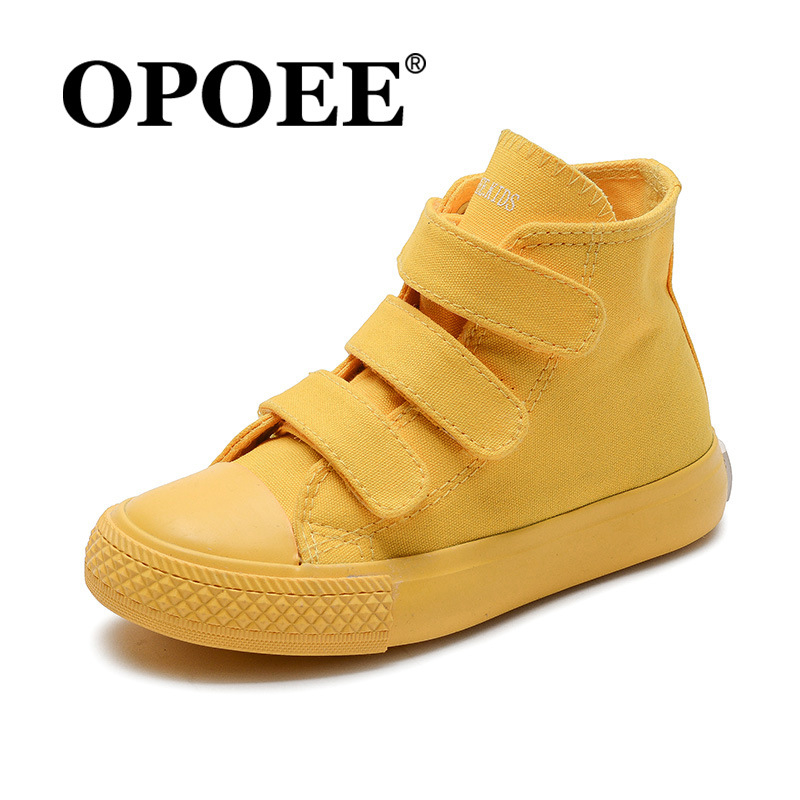 Dječje bijele platnene tenisice s Velcro zatvaračem, visoke, unisex, korejski stil, 2026