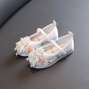 Etničke tradicionalne dječje platnene tenisice s izvezenim motivom, gornji dio od pamuka, gumena potplata, elastična traka, prozračne