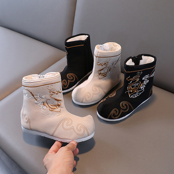 Dječje cipele s etničkim stilom, satenska gornja strana, bočni zatvarač, TPR đon, za dječake