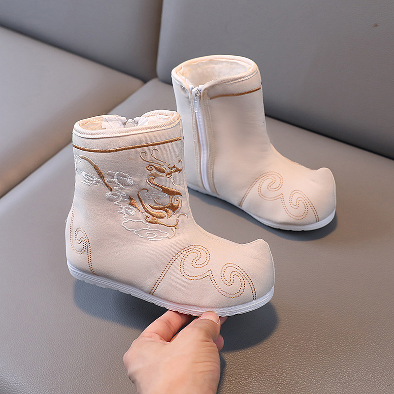 Dječje cipele s etničkim stilom, satenska gornja strana, bočni zatvarač, TPR đon, za dječake