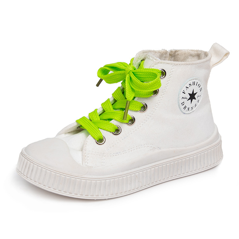 Παιδικά μεσαίου ύψους καμβά sneakers με πλαϊνό φερμουάρ, σε Κορεατικού στιλ, κατάλληλα για Τρέξιμο