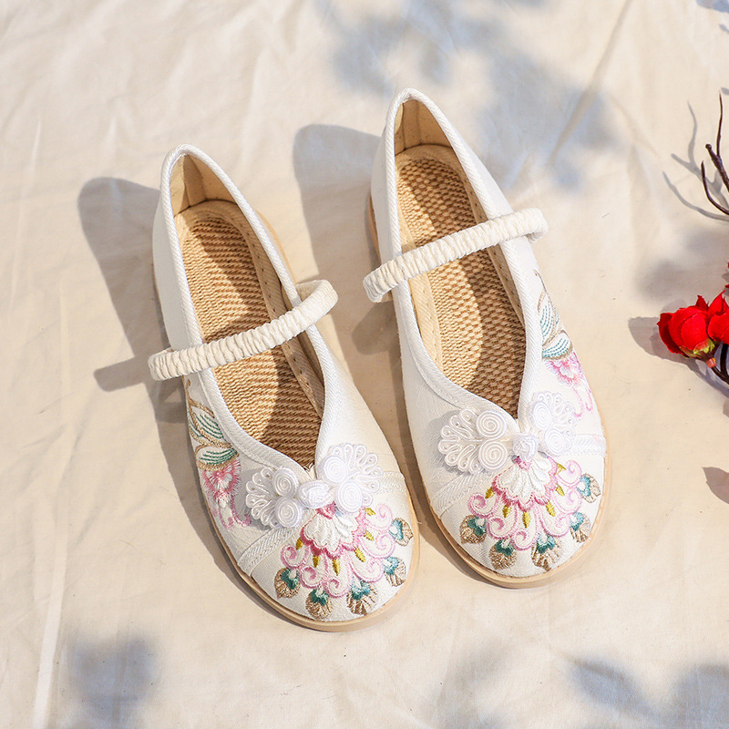 Dječje Hanfu cipele za djevojčice - gornji dio od pamuka, elastično zatvaranje, laneni ulošak, gumeni potplat, nacionalni stil