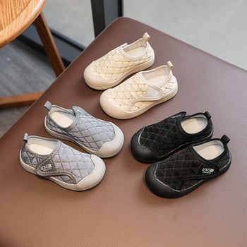 Gyermekeknek vászoncipő, puha talp, lélegző, csúszásmentes, Velcro-zár, kockás mintázat
