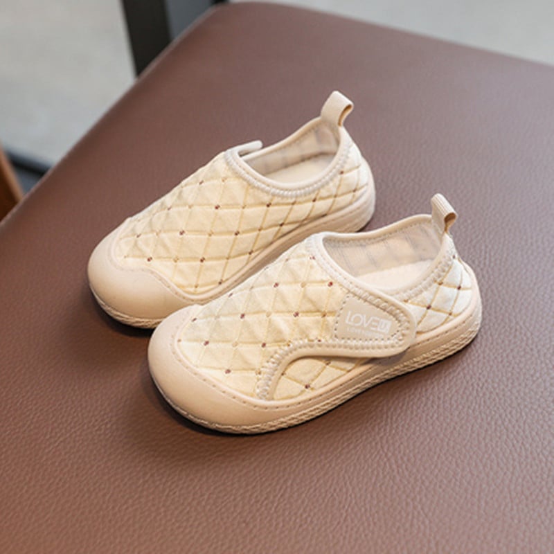 Gyermekeknek vászoncipő, puha talp, lélegző, csúszásmentes, Velcro-zár, kockás mintázat
