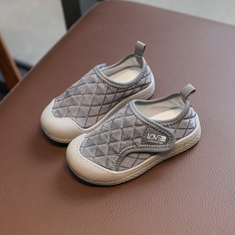 Gyermekeknek vászoncipő, puha talp, lélegző, csúszásmentes, Velcro-zár, kockás mintázat