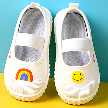 Pantofi de interior pentru grădiniță din pânză, slip-on cu bandă elastică, talpă PVC, respirabili, stil lejer