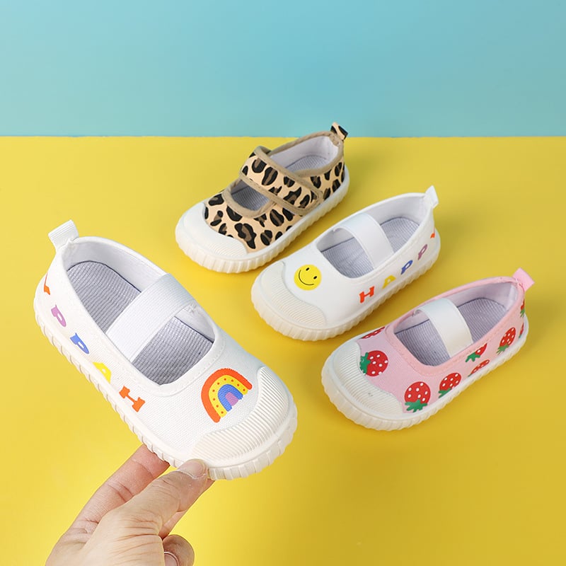 Pantofi de interior pentru grădiniță din pânză, slip-on cu bandă elastică, talpă PVC, respirabili, stil lejer