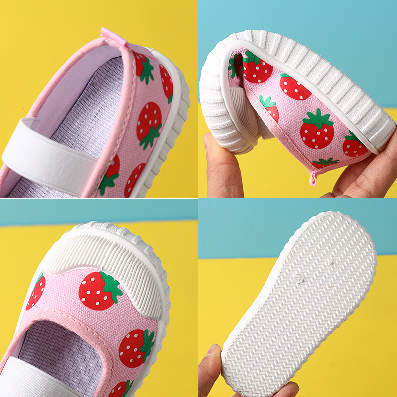 Pantofi de interior pentru grădiniță din pânză, slip-on cu bandă elastică, talpă PVC, respirabili, stil lejer