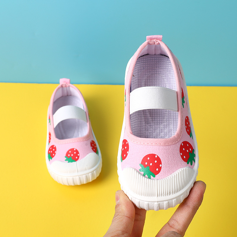 Pantofi de interior pentru grădiniță din pânză, slip-on cu bandă elastică, talpă PVC, respirabili, stil lejer