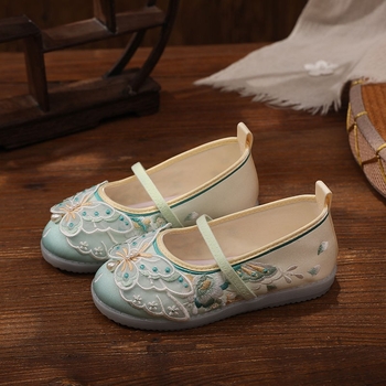 Gyerek Hanfu cipő - kézzel készült vászoncipő, etnikus stílus, pamut felsőrész, textil belső, tavasz 2025