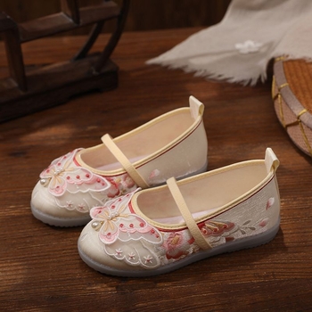 Gyerek Hanfu cipő - kézzel készült vászoncipő, etnikus stílus, pamut felsőrész, textil belső, tavasz 2025