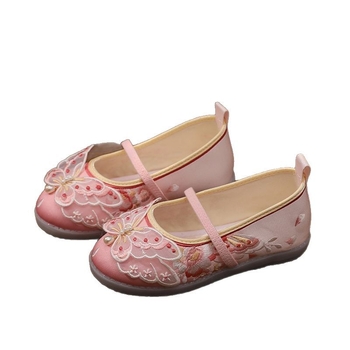 Gyerek Hanfu cipő - kézzel készült vászoncipő, etnikus stílus, pamut felsőrész, textil belső, tavasz 2025