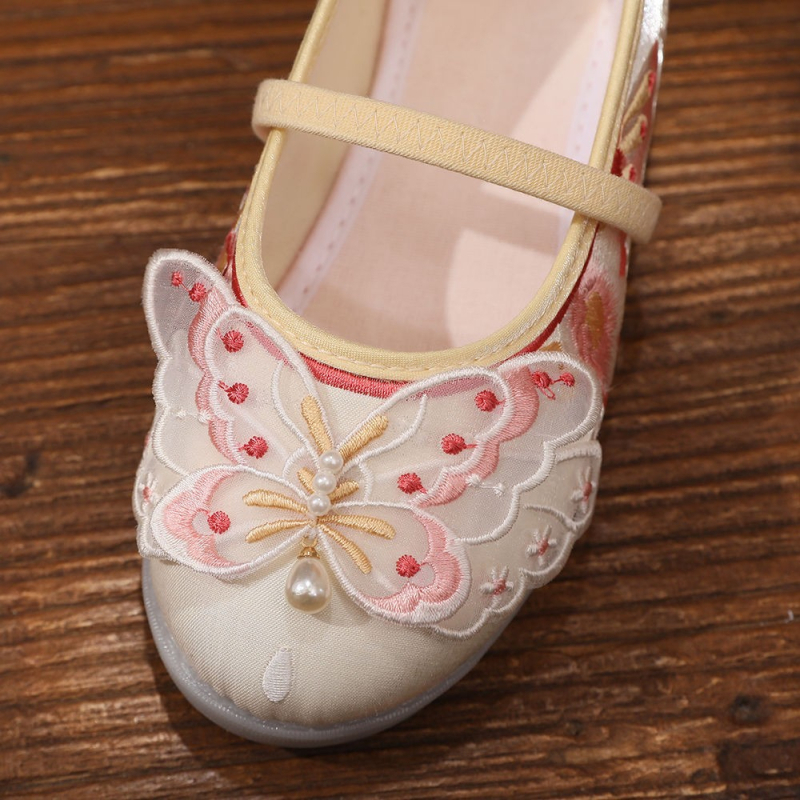 Gyerek Hanfu cipő - kézzel készült vászoncipő, etnikus stílus, pamut felsőrész, textil belső, tavasz 2025