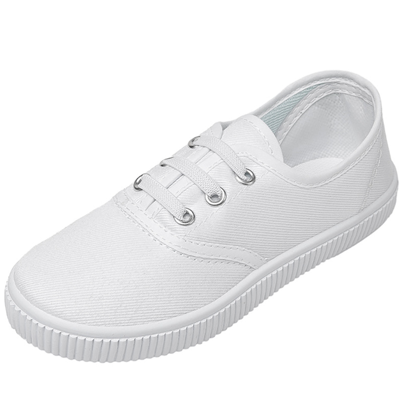 Dječje bijele platnene tenisice s Velcro zatvaračem – unisex, unutarnje tenisice, prozračne i protuklizne