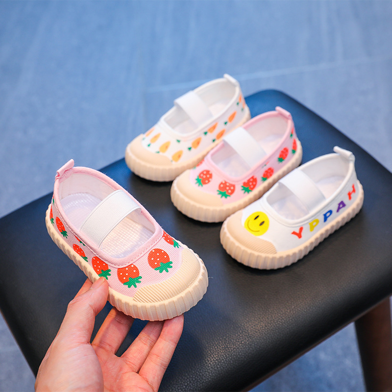 Dječje djevojčice bijele platnene slip-on tenisice za vrtić – proljeće i jesen