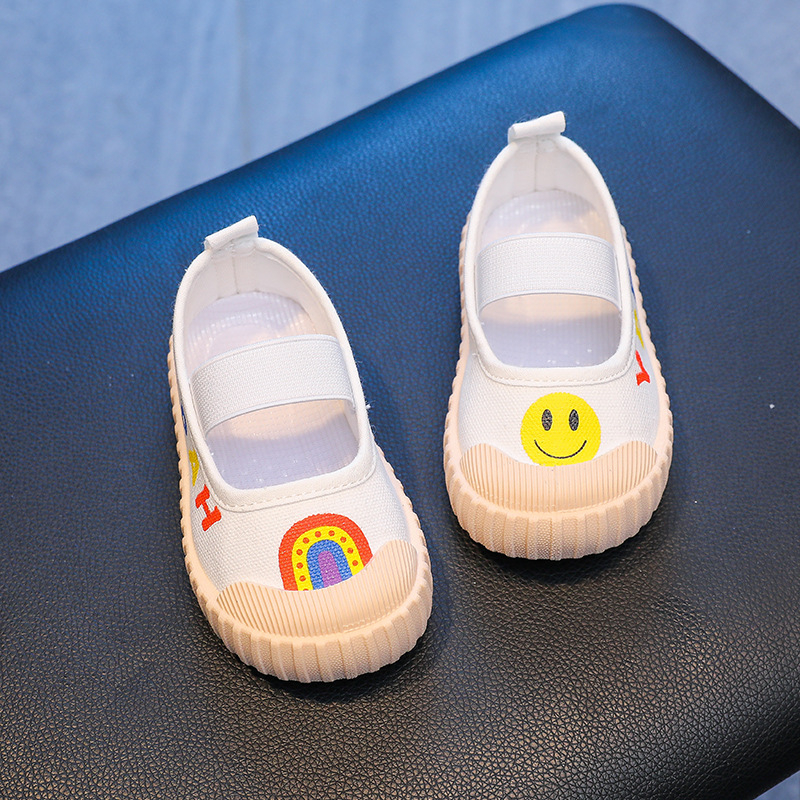 Dječje djevojčice bijele platnene slip-on tenisice za vrtić – proljeće i jesen