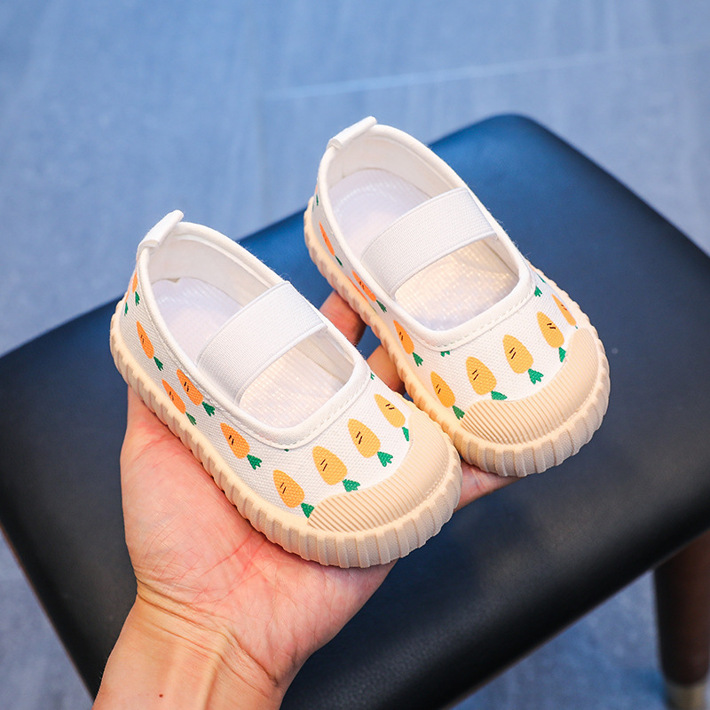 Dječje djevojčice bijele platnene slip-on tenisice za vrtić – proljeće i jesen