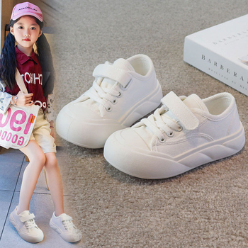 Dječje bijele platnene tenisice za ljeto, 2025 novi model, unisex, niski vrh, Velcro zatvarač, platneni gornji dio, gumeni potplat, svakodnevne casual tenisice