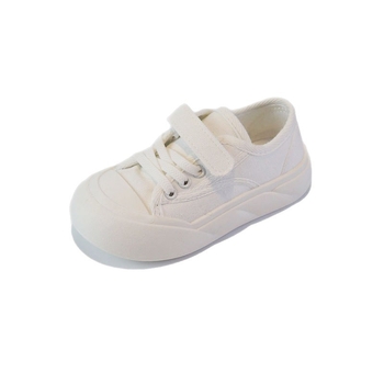 Dječje bijele platnene tenisice za ljeto, 2025 novi model, unisex, niski vrh, Velcro zatvarač, platneni gornji dio, gumeni potplat, svakodnevne casual tenisice