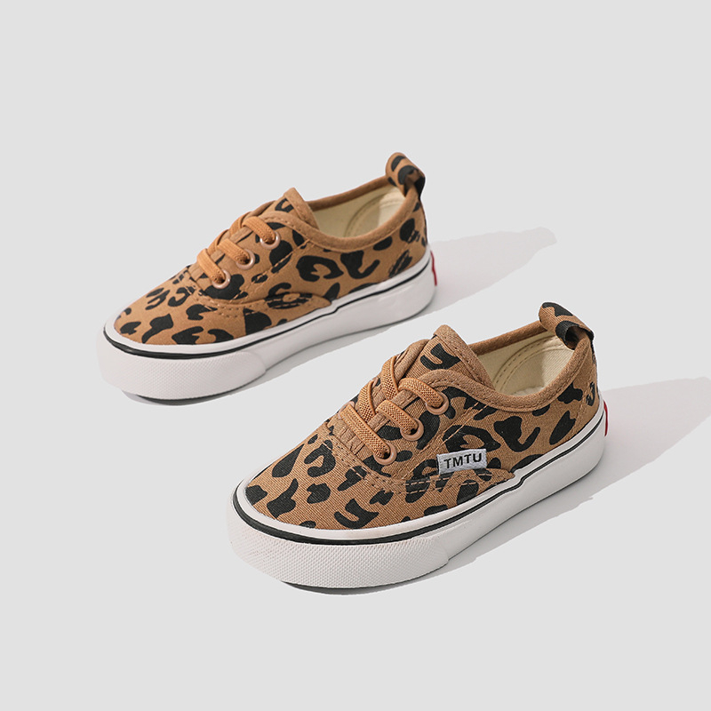 Dječje platnene tenisice, leopard uzor, slip-on s elastičnim pojasom, gumeni potplat, korejski stil