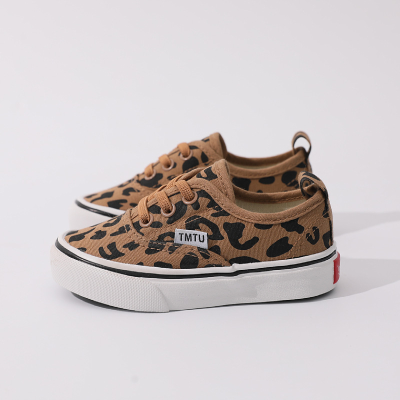 Dječje platnene tenisice, leopard uzor, slip-on s elastičnim pojasom, gumeni potplat, korejski stil