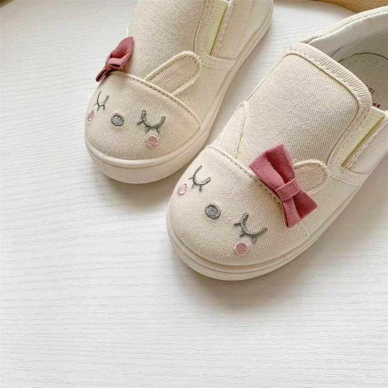 Dječje platnene tenisice za djevojčice s ukrasom zeca, bez vezica, slip-on, protuklizne, proljeće i jesen, uzrast 4–6 godina