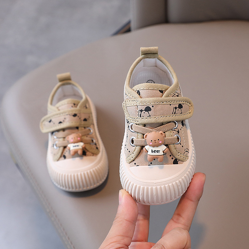 Unisex dječje platnene slip-on tenisice s gumom, prozračne, s karikaturnim uzorkom, za proljeće i jesen, s Velcro kopčom