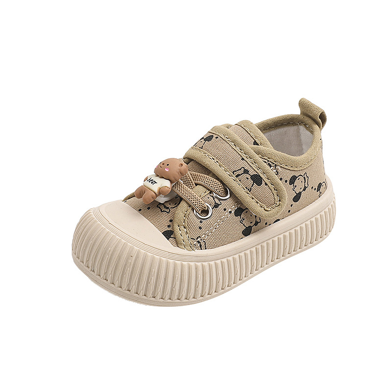 Unisex dječje platnene slip-on tenisice s gumom, prozračne, s karikaturnim uzorkom, za proljeće i jesen, s Velcro kopčom