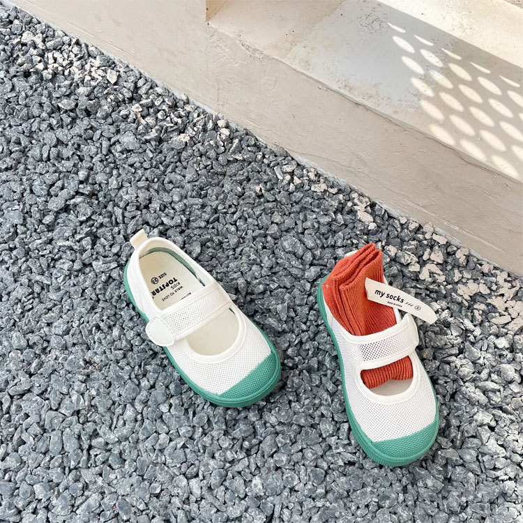 TS1208 Dječje platnene tenisice s korejskim stilom, izvezeno, Velcro zatvarač, gornji dio od pamuka, gumeni potplat, unisex