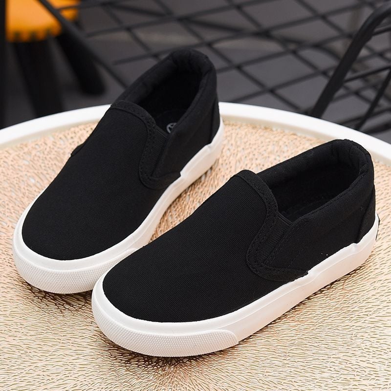 Gyerekeknek készült vászon cipő, slip-on, alacsony profil, rugalmas pánt, gumírozott talp, EVA talpbetét