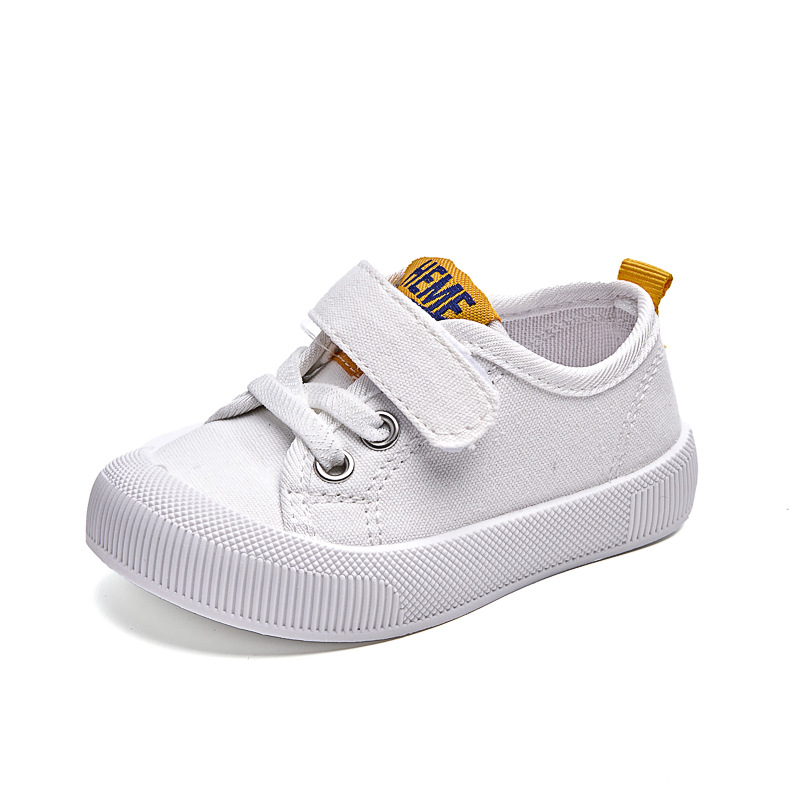 Dječje platnene tenisice, unisex, korejskog stila, bijele, s čičak kopčom, prozračne, protuklizna podloga, za proljeće i jesen