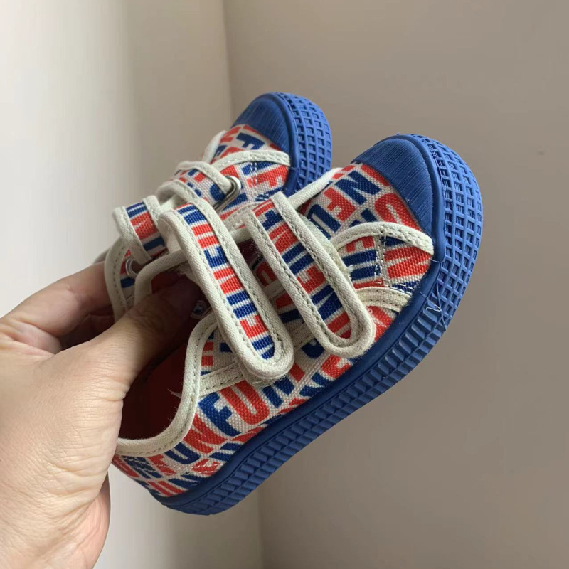 Dječje platnene tenisice s Velcro kopčom, prozračne i protivklizne, za vanjsku upotrebu, casual stil, s niskim i visokim gornjim dijelom, za dječake i djevojčice