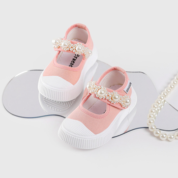 Gyerekeknek készült vászon cipő Mary Jane stílus Velcro zárás, műanyag talp, EVA belső talp, alacsony szár, egységes szín