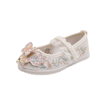 Pantofi din piele naturală pentru fete, stil prințesă, model desen animat, închidere cu bandă elastică, talpă din cauciuc