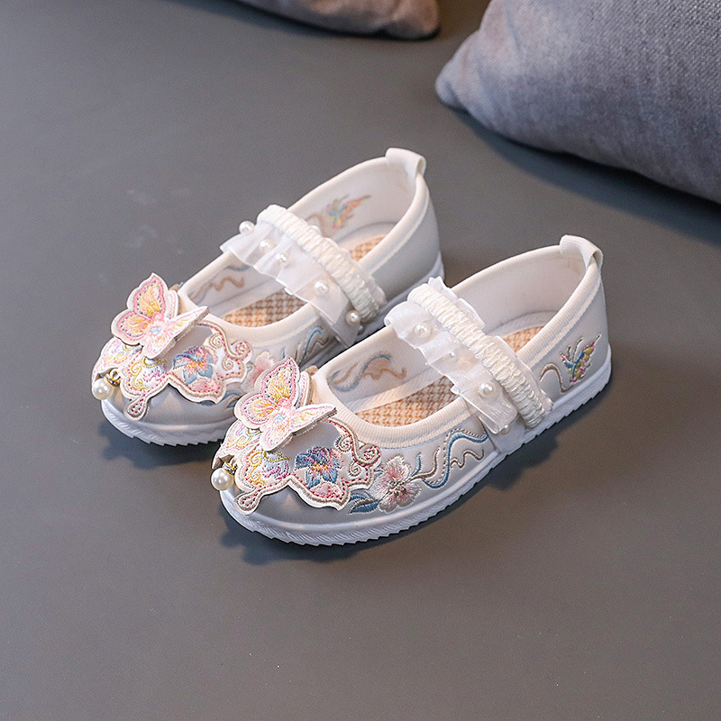 Pantofi din piele naturală pentru fete, stil prințesă, model desen animat, închidere cu bandă elastică, talpă din cauciuc
